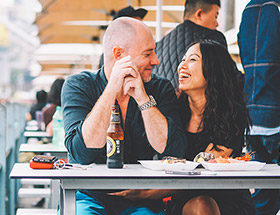 Couple on a date by the water