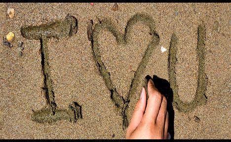i love you on sand