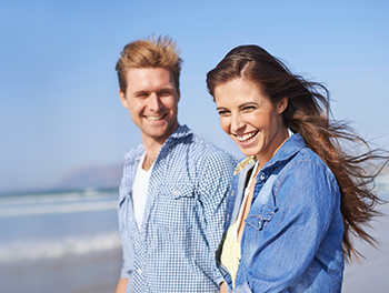 couple talking on the beach