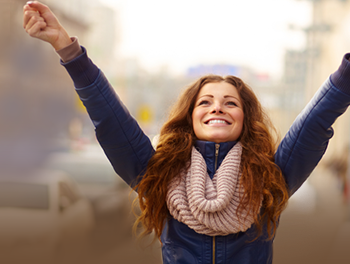 Happy woman celebrating