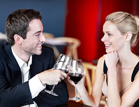 Couple drinking wine together